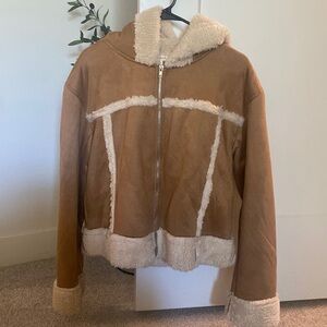 Stitch + Feather. Sherpa lined hooded jacket.